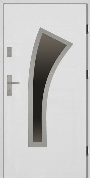 Drzwi wejściowe białe z szybą Leonardo Płaskie SETTO