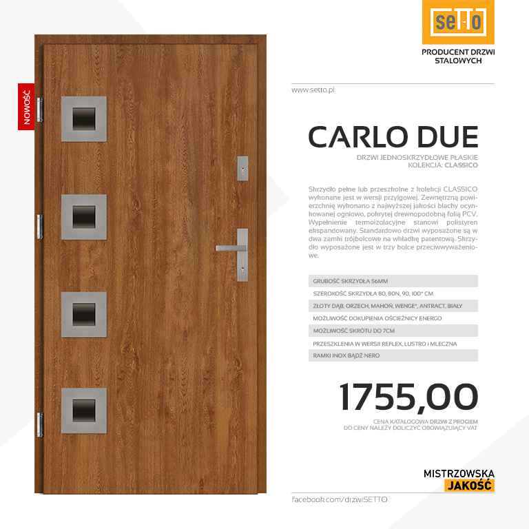 Drzwi stalowe Carlo Due Classico