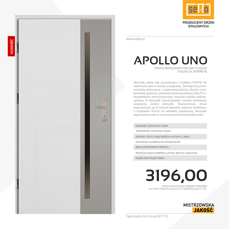 Drzwi wejściowe Apollo Uno 92