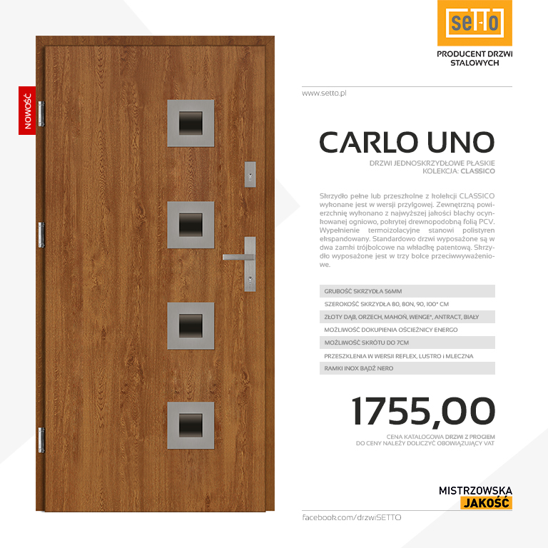 Drzwi wejściowe Carlo Uno Classico
