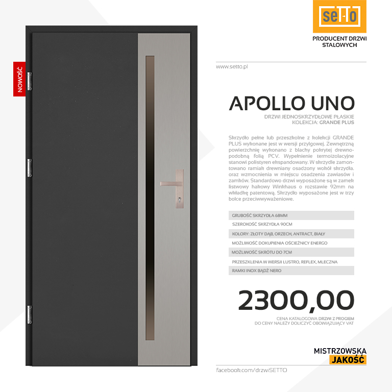 Drzwi zewnętrzne Apollo Uno Plus