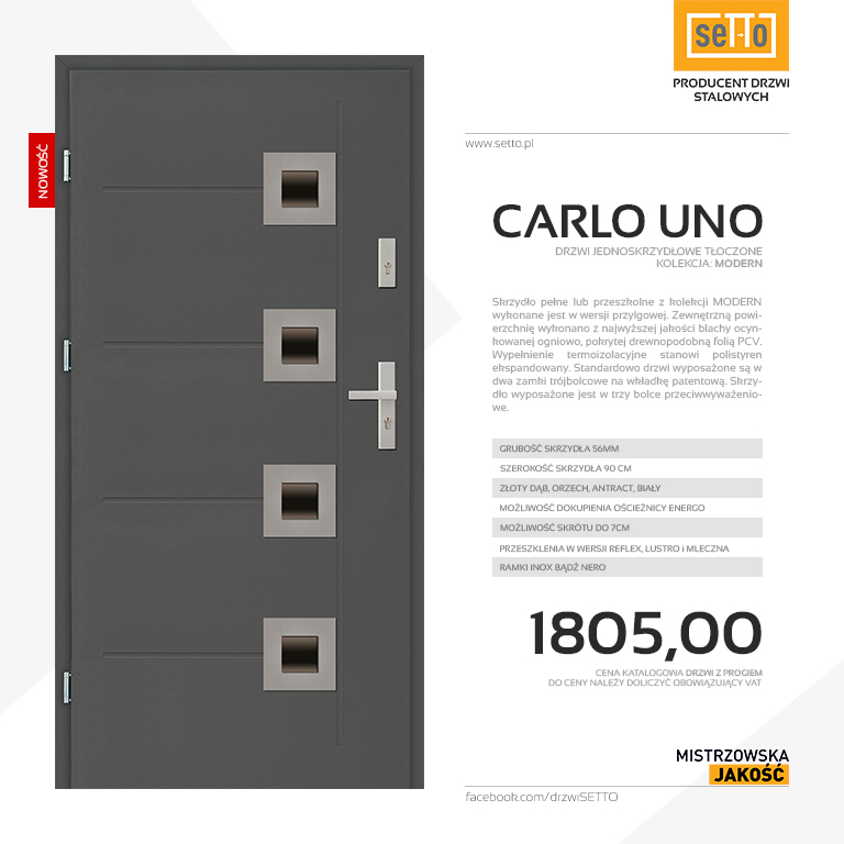 Drzwi zewnętrzne Carlo Uno Modern