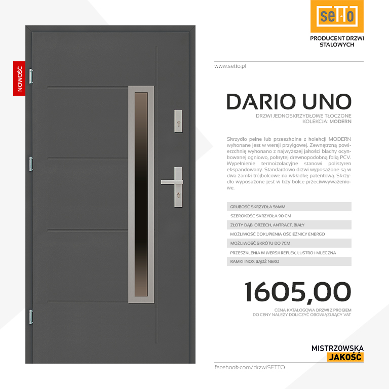 Drzwi zewnętrzne Dario Uno Modern
