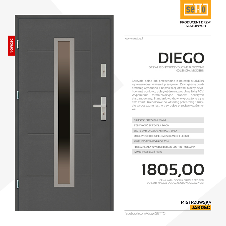 Drzwi zewnętrzne Diego Modern