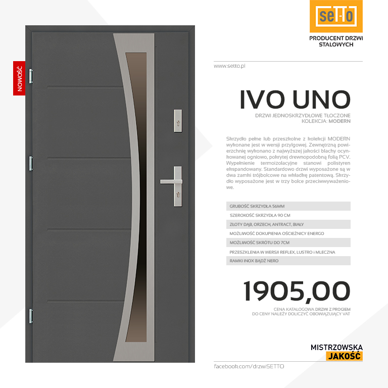 Drzwi zewnętrzne Ivo Uno Modern