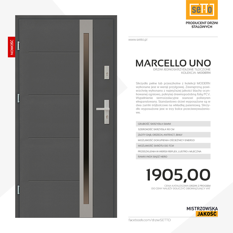 Drzwi zewnętrzne Marcello Uno Modern