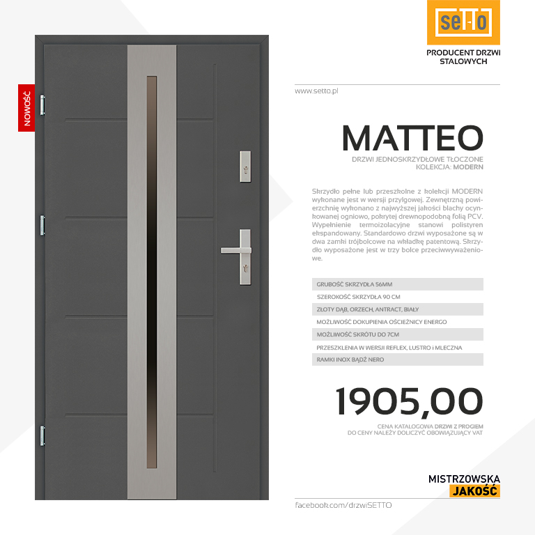 Drzwi zewnętrzne Matteo Modern