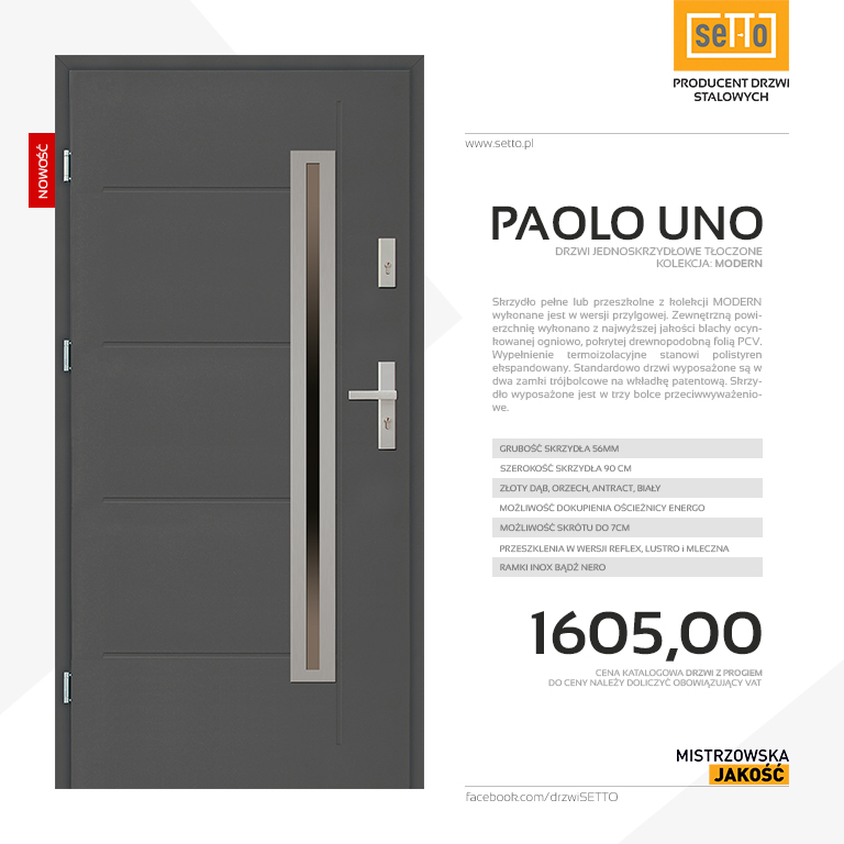 Drzwi zewnętrzne Paolo Uno Modern