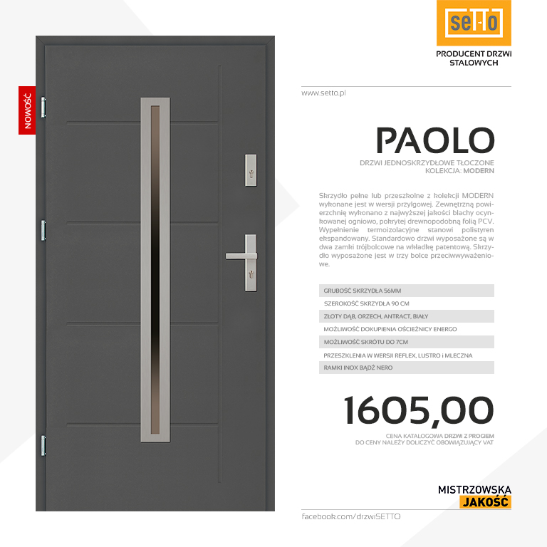 Drzwi zewnętrzne Paolo Modern