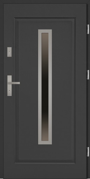 Drzwi stalowe wejściowe antracyt z szybą Dario 68 SETTO