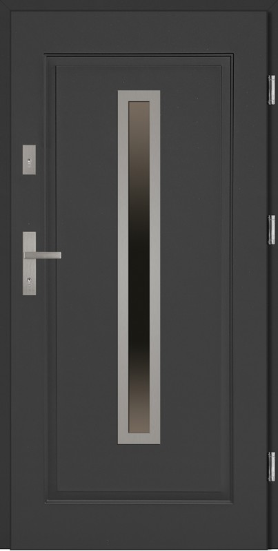Drzwi stalowe wejściowe antracyt z szybą Dario 68 SETTO