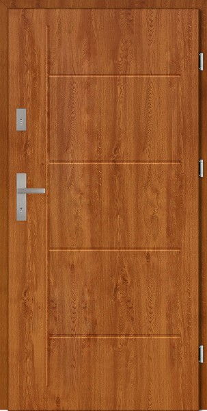 Drzwi zewnętrzne złoty dąb z tłoczeniem Pełne Modern SETTO