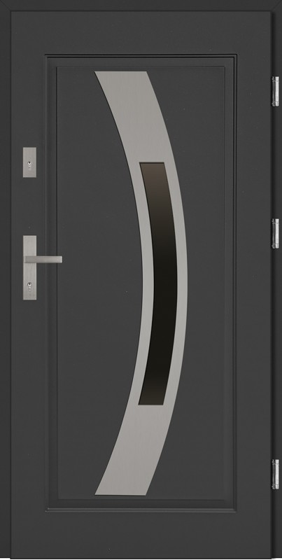 Drzwi stalowe antracyt z przeszkleniem Antonio 68 marki SETTO