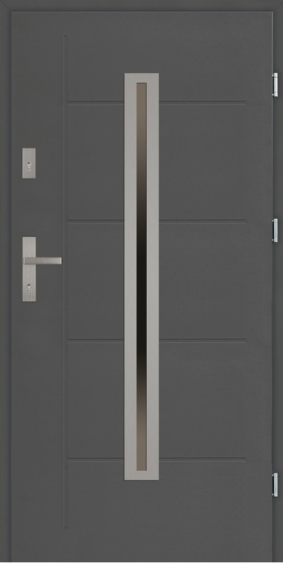 Drzwi zewnętrzne antracyt 90 cm z tłoczeniem Paolo Modern SETTO