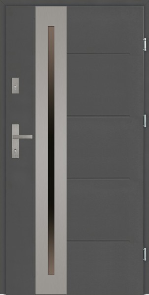 Drzwi zewnętrzne antracyt z tłoczeniem przeszklone Matteo Uno Modern SETTO
