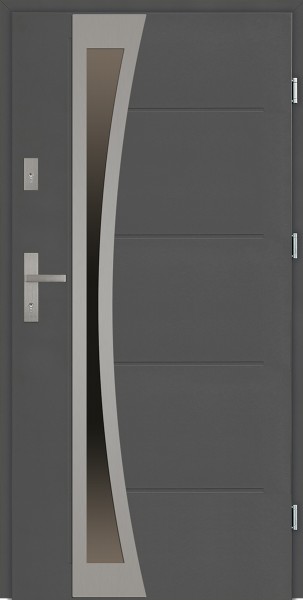 Drzwi zewnętrzne antracyt 90 cm z szybą Ivo Uno Modern SETTO