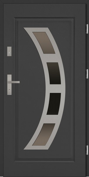 Drzwi stalowe wejściowe antracyt INOX Ricardo 68 mm