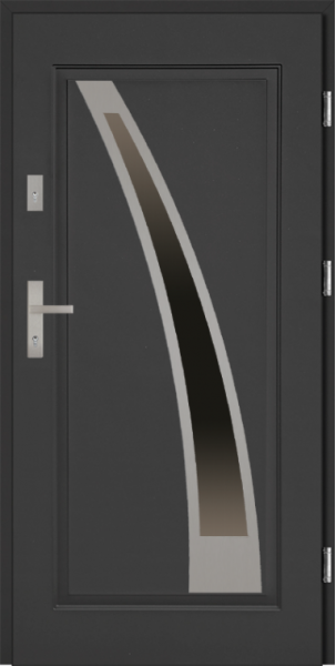 Drzwi wejściowe stalowe antracyt INOX Enrico 68 szyba reflex