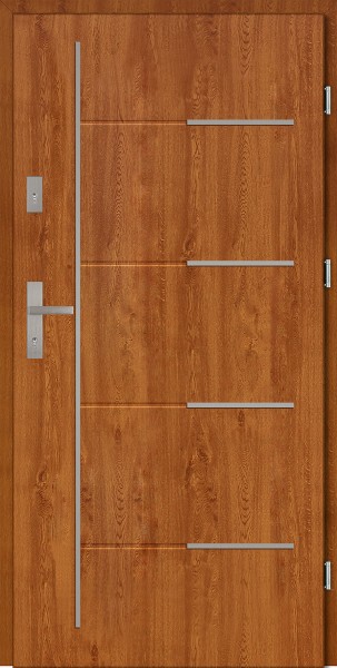 Drzwi zewnętrzne złoty dąb 90 cm Aplikacja 7 Modern