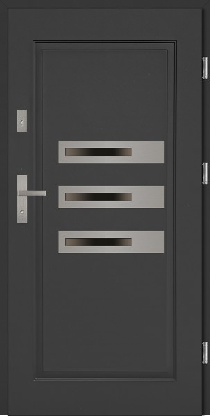 Drzwi stalowe zewnętrzne antracyt trzy szyby Armando SETTO