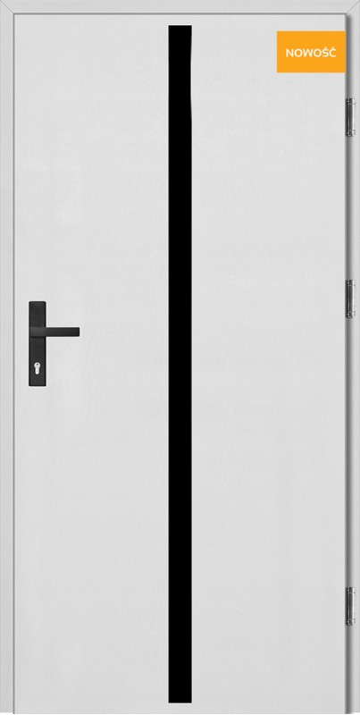Drzwi wejściowe białe pełne - Aplikacja 8 Plus Glass Black