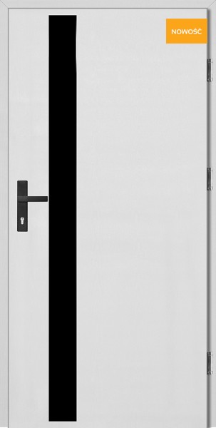 Drzwi wejściowe białe pełne - Aplikacja 11 Plus Glass Black