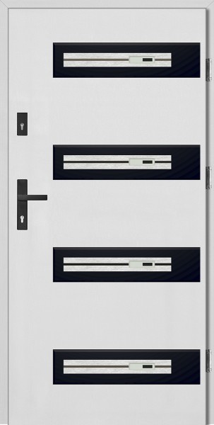 Drzwi wejściowe białe ramka czarna pozioma Francesco STEP Płaskie SETTO