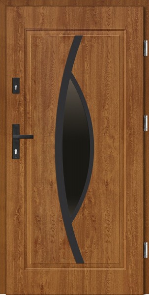 Drzwi wejściowe stalowe złoty dąb NERO Lorenzo 68 mm