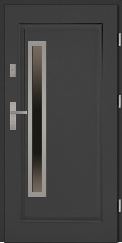 Drzwi wejściowe stalowe antracyt INOX Dario Uno 68 mm