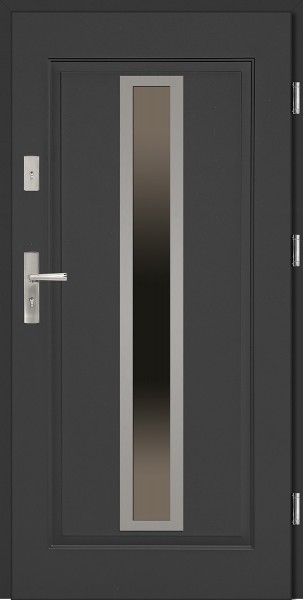 Drzwi wejściowe stalowe antracyt INOX Diego 68 mm