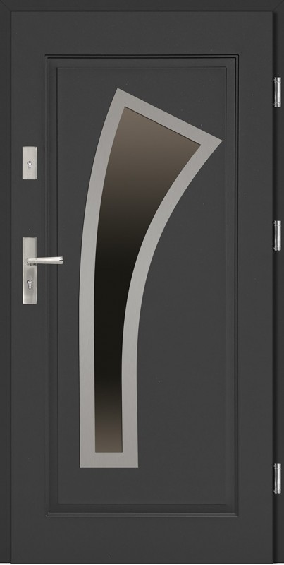 Drzwi wejściowe stalowe antracyt INOX Leonardo 68 mm