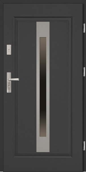Drzwi wejściowe stalowe antracyt INOX Fabio 68 mm