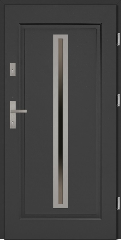 Drzwi wejściowe stalowe antracyt INOX Paolo 68 mm
