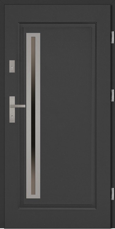 Drzwi wejściowe stalowe antracyt INOX Paolo Uno 68 mm