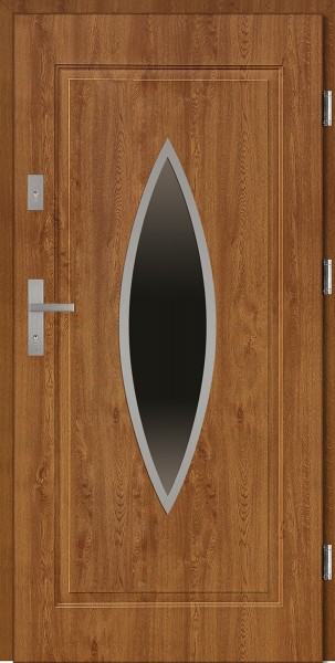 Drzwi zewnętrzne do domu złoty dąb INOX Ernesto 56 mm