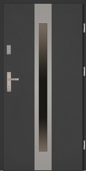 Drzwi stalowe antracyt ramka INOX Sergio Classico