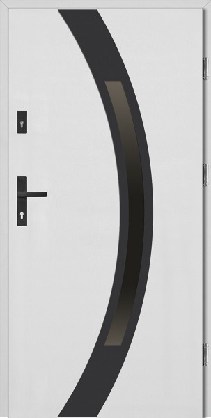 Drzwi wejściowe 90 cm białe z czarną ramką Luciano Płaskie SETTO