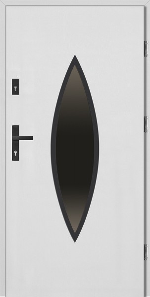 Drzwi wejściowe białe z czarną ramką Ernesto Płaskie SETTO