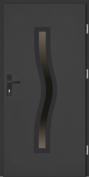 Drzwi wejściowe antracyt ramka i klamka NERO Rino Plus