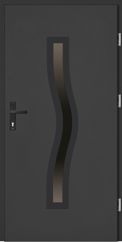 Drzwi wejściowe antracyt ramka i klamka NERO Rino Plus