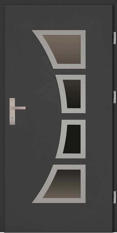Drzwi wejściowe antracyt cztery szyby Mario Plus SETTO
