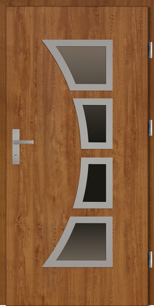 Drzwi wejściowe złoty dąb cztery szyby Mario Plus SETTO