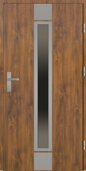 Drzwi zewnętrzne złoty dąb ramka srebrna Alfredo 92 SETTO